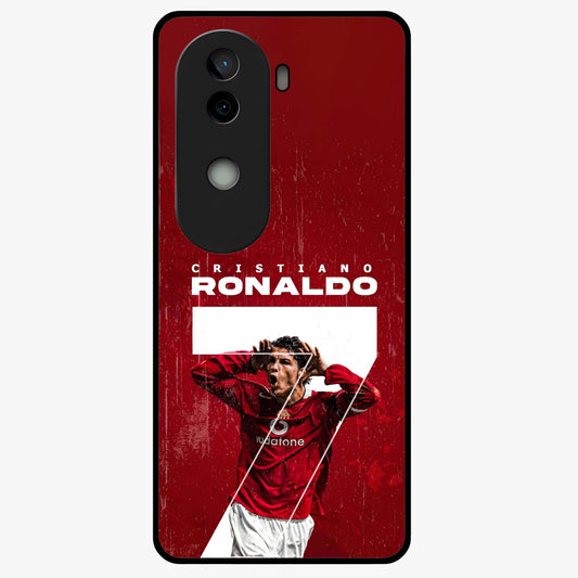 Goal Celebration Legacy Glass Case showing flat back view with football celebration inspired artwork and glossy glass finish.