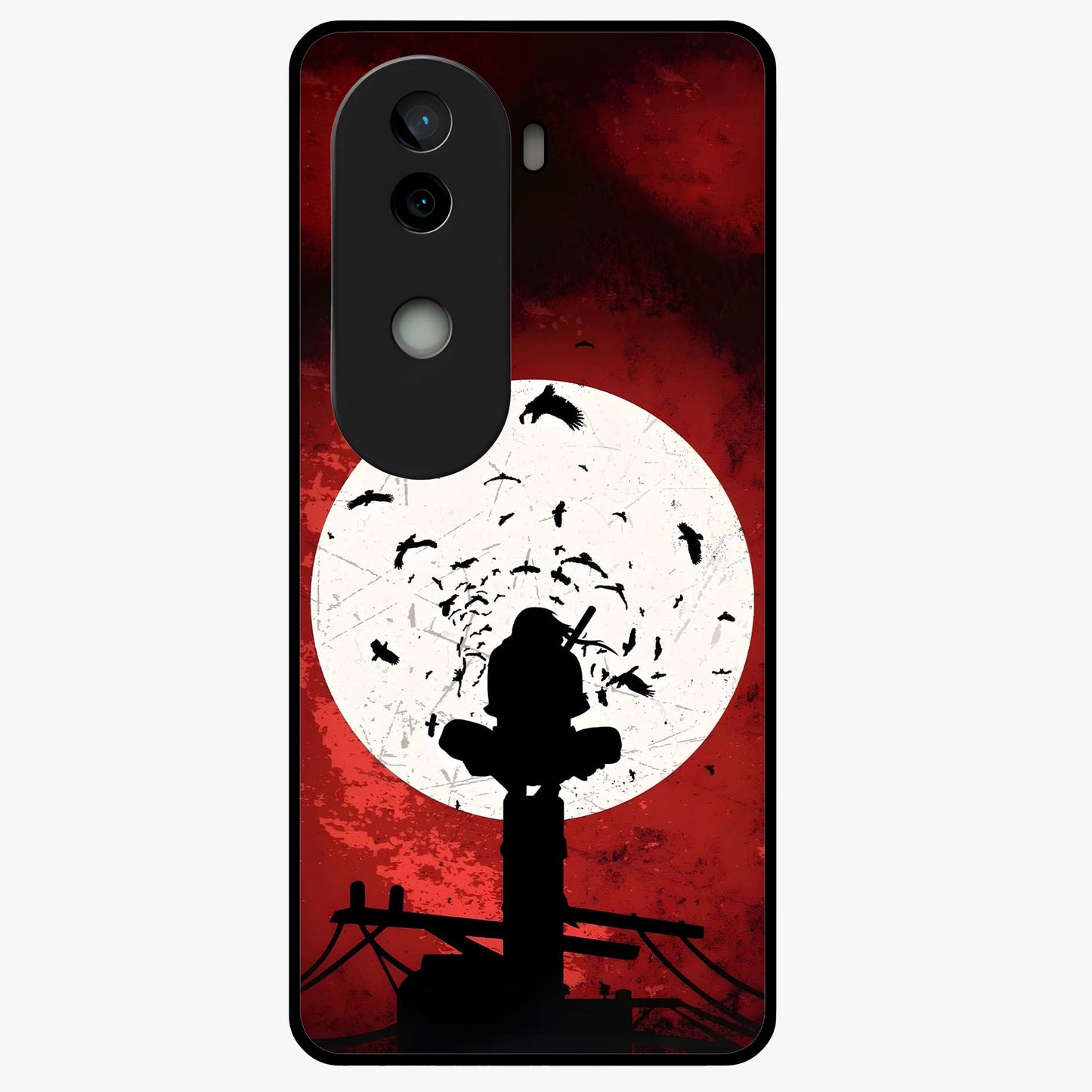 Itachi Limited Edition Naruto Anime Glass Case showing flat back view with iconic anime character artwork and glossy glass finish.