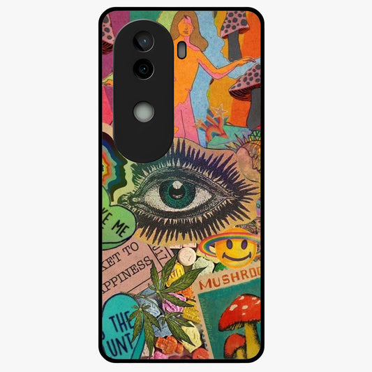 Mystic Eye Wonderland Glass Case showing flat back view with mystical eye themed artwork and glossy glass finish.