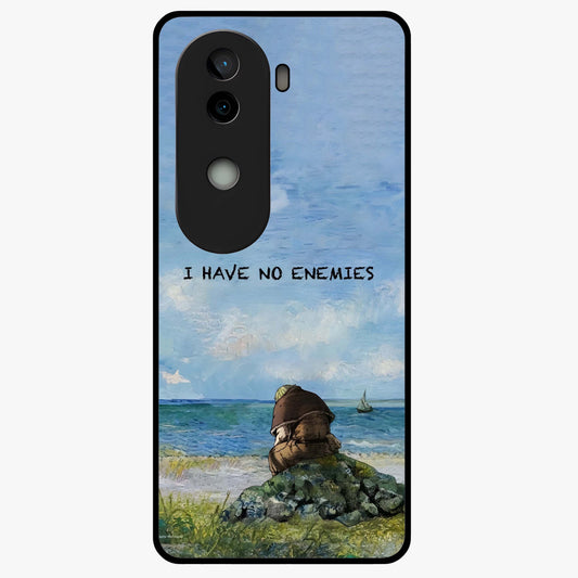 Peace Beyond War Glass Case showing flat back view with symbolic peace themed artwork and glossy glass finish.