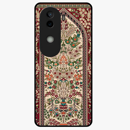 Persian Inspired Glass Case showing flat back view with ornate Persian style pattern artwork and glossy glass finish.