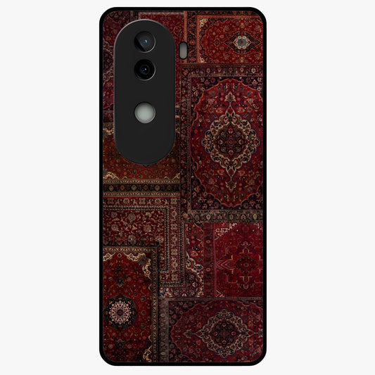 Persian Velvet Tale Glass Case showing flat back view with luxurious Persian velvet pattern artwork and glossy glass finish.