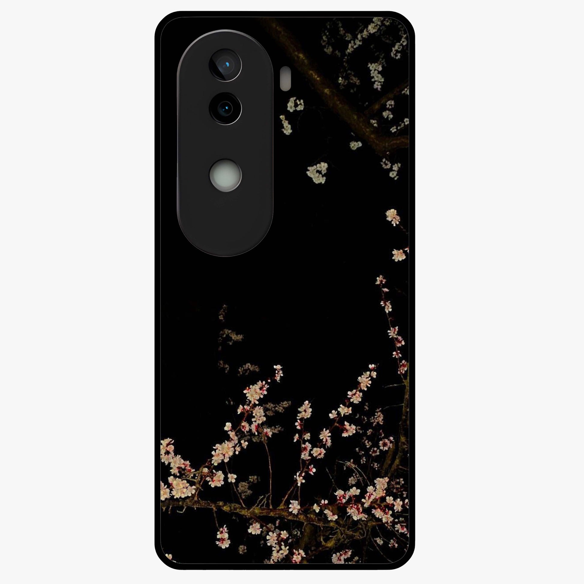 Petal Moon Light With Custom Name Glass Case showing flat back view with floral moonlight artwork and personalized name design.