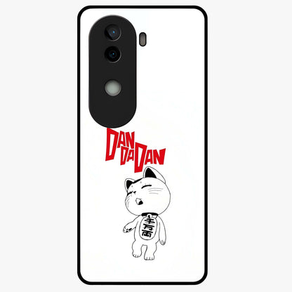 Playful Spirit Charm Glass Case showing flat back view with cheerful charm themed artwork and glossy glass finish.