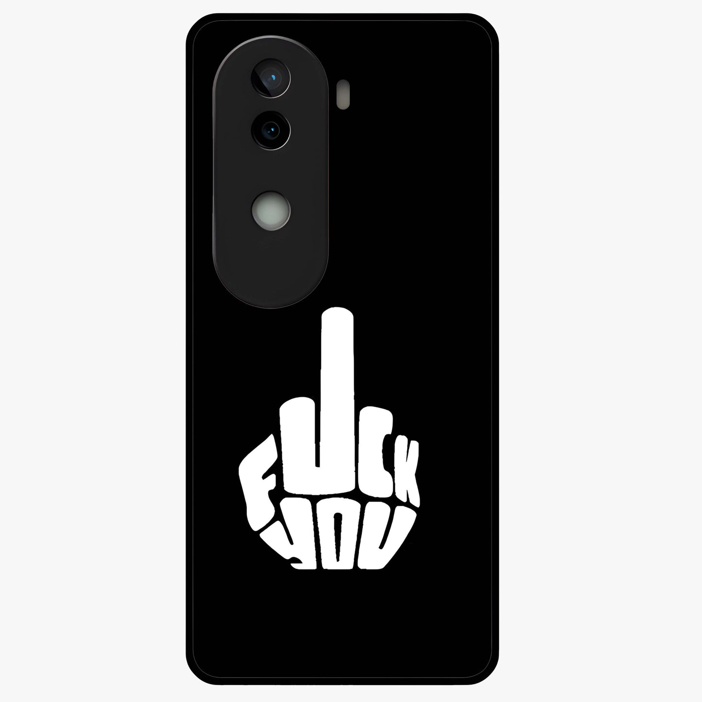 Rebel Mode On Glass Case showing flat back view with bold rebellious typography artwork and glossy glass finish.
