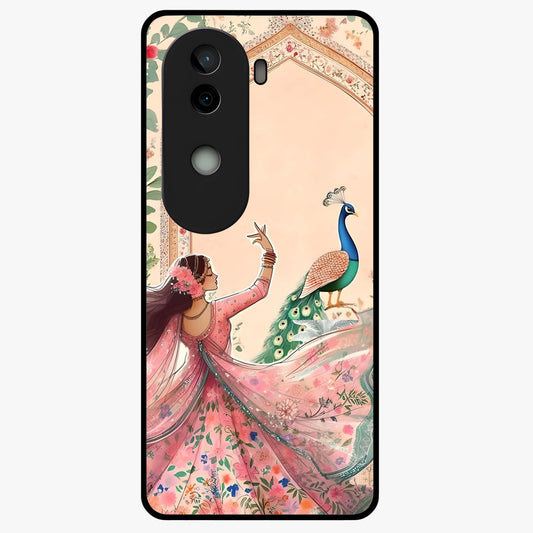 Royal Grace Muse Glass Case showing flat back view with elegant artistic artwork and glossy glass finish.