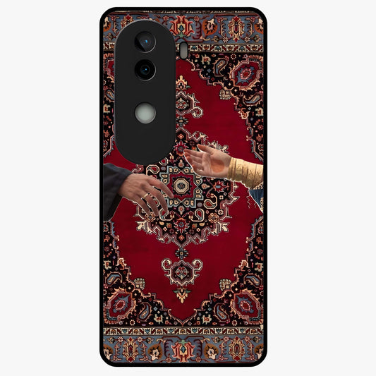 Royal Touch Reach Glass Case showing flat back view with elegant royal themed artwork and glossy glass finish.