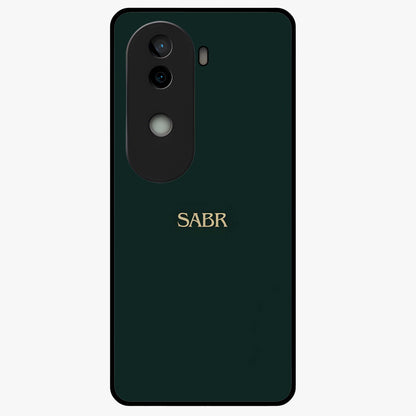 Sabr Minimal Patience Glass Case showing flat back view with minimalist typography artwork and glossy glass finish.