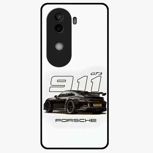 Turbo Legacy Icon Glass Case showing flat back view with iconic sports car inspired artwork and glossy glass finish.