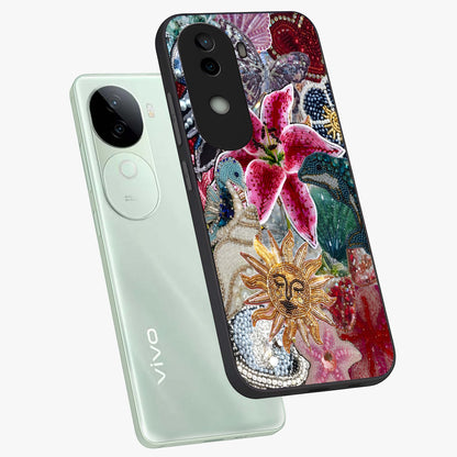 Beaded Garden Fantasy Glass Case displayed in angled mockup highlighting fantasy inspired floral bead pattern.