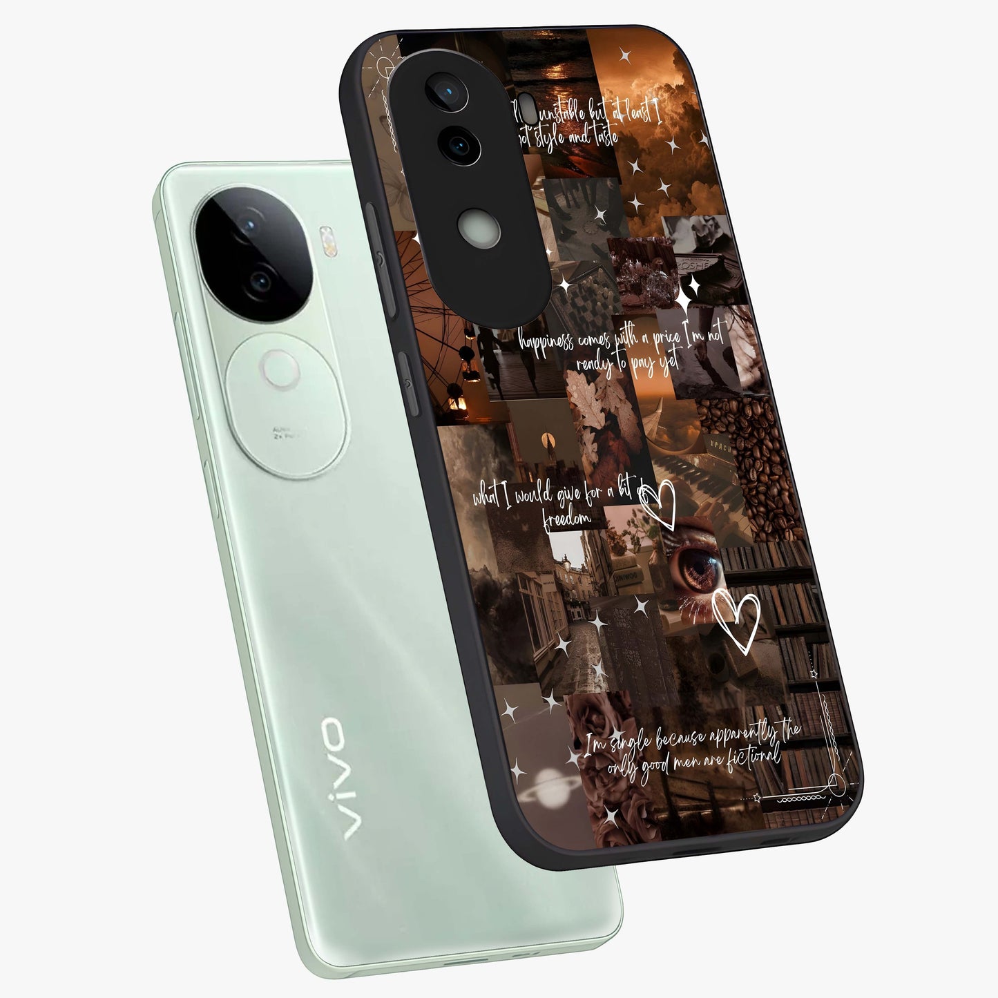 Bittersweet Aesthetic Chaos Glass Case displayed in angled mockup highlighting expressive abstract artwork and edgy aesthetic theme.
