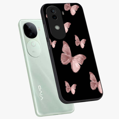 Butterfly Pattern Glass Case displayed in angled mockup highlighting delicate butterfly design and aesthetic pattern style.