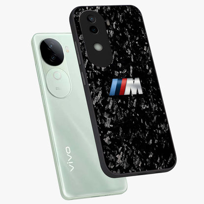 Carbon Speed Mark Glass Case displayed in angled mockup highlighting racing inspired carbon design and sleek aesthetic style.