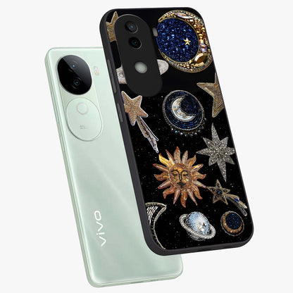 Celestial Gem Constellations Glass Case displayed in angled mockup highlighting gemstone inspired constellation design.