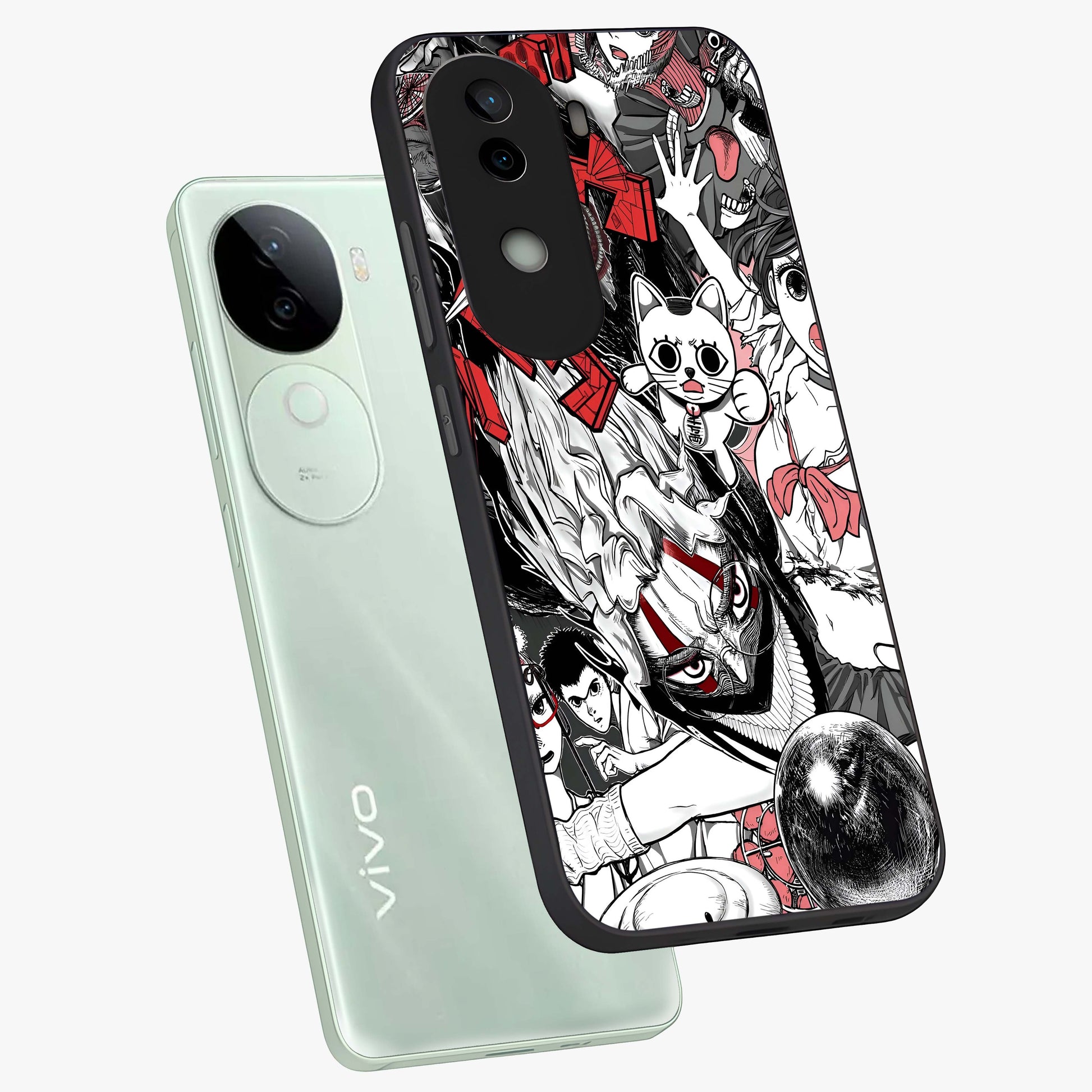 Crimson Chaos Panel Glass Case displayed in angled mockup highlighting chaotic panel style design with modern graphic theme.