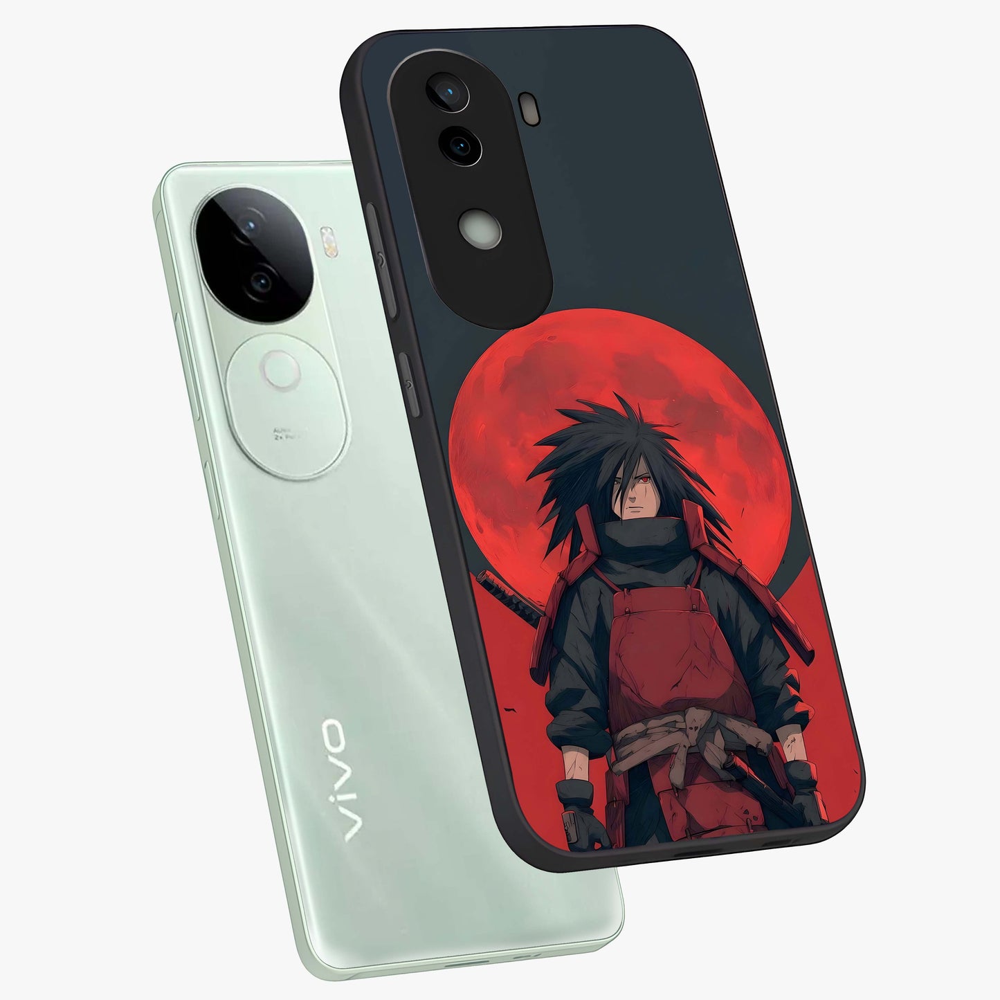 Crimson Moon Warlord Glass Case displayed in angled mockup highlighting dramatic crimson moon design with fantasy aesthetic.