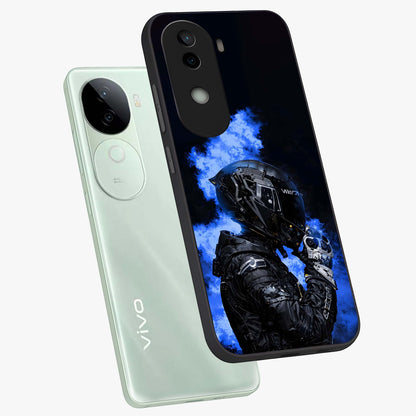 Cyber Sentinel Protocol Glass Case displayed in angled mockup highlighting digital cyber design with sci-fi aesthetic style.