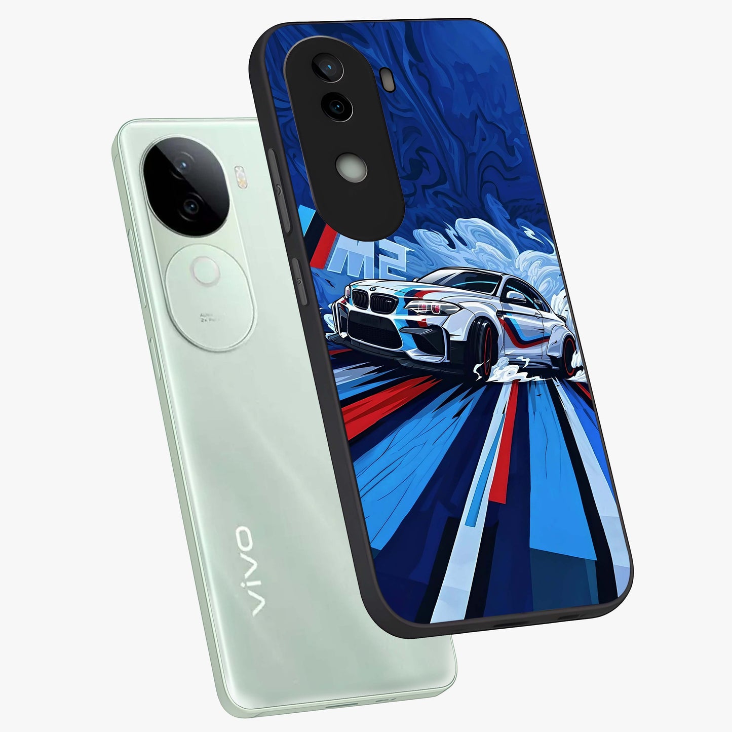 Drift Power Rush Glass Case displayed in angled mockup highlighting powerful drift car design with sporty aesthetic style.