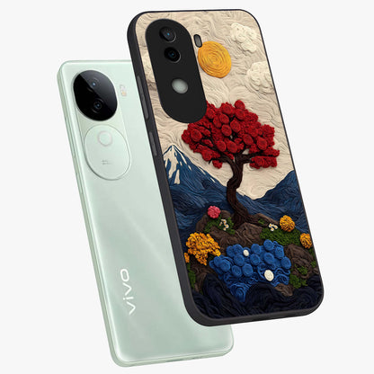 Eternal Nature Tapestry Glass Case displayed in angled mockup highlighting detailed botanical pattern with artistic aesthetic.