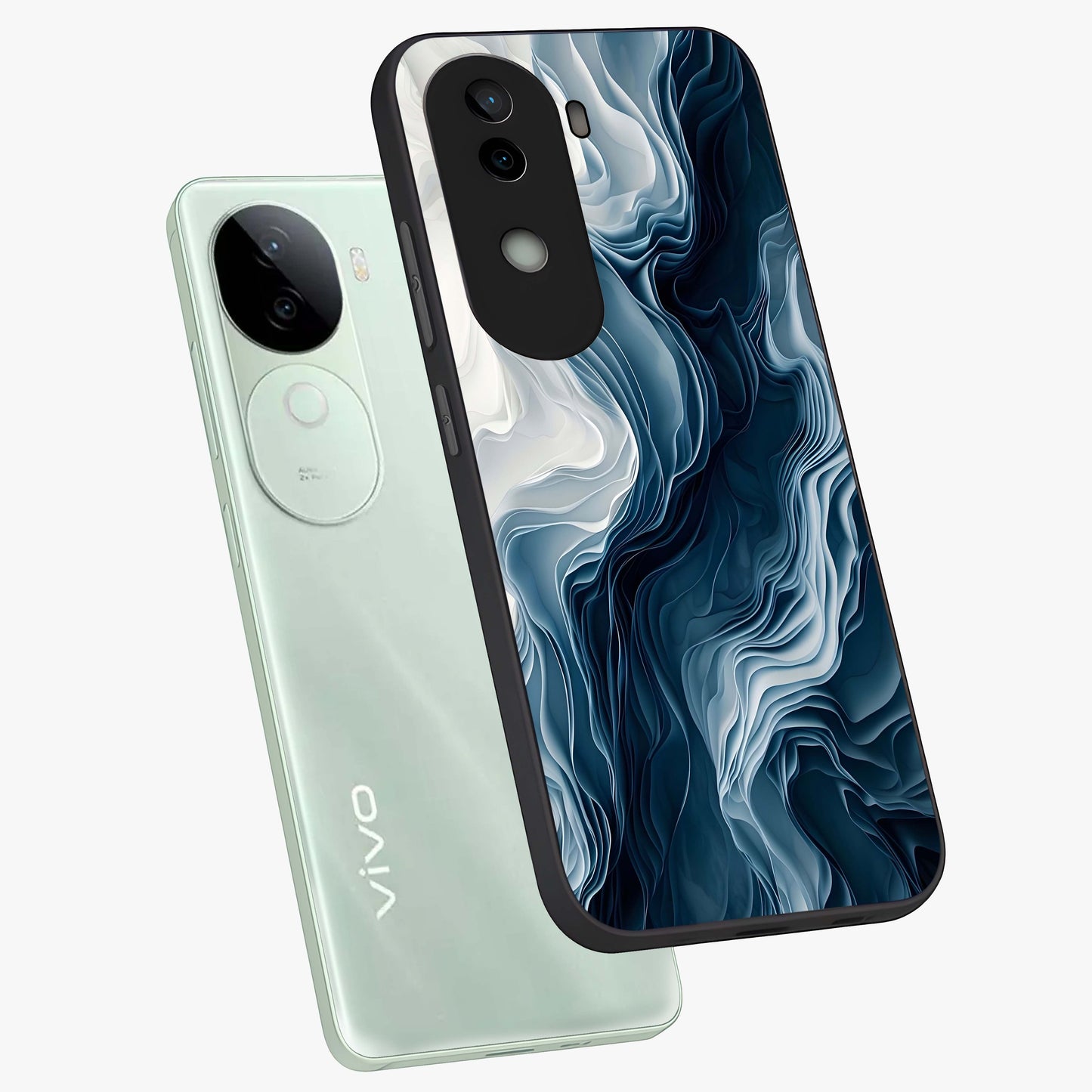 Ethereal Paper Marble Glass Case displayed in angled mockup highlighting elegant marble pattern with modern aesthetic style.