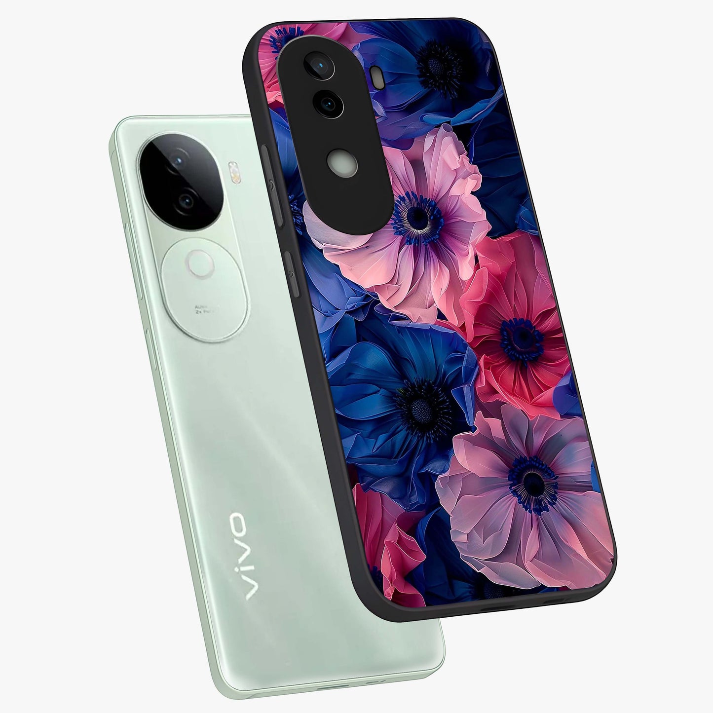 Flower Paper Art Pattern Glass Case displayed in angled mockup highlighting layered paper flower design with artistic aesthetic.