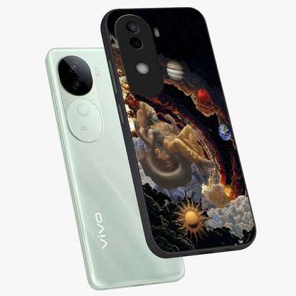 Galactic Divine God Glass Case displayed in angled mockup highlighting powerful celestial deity illustration with galactic aesthetic.