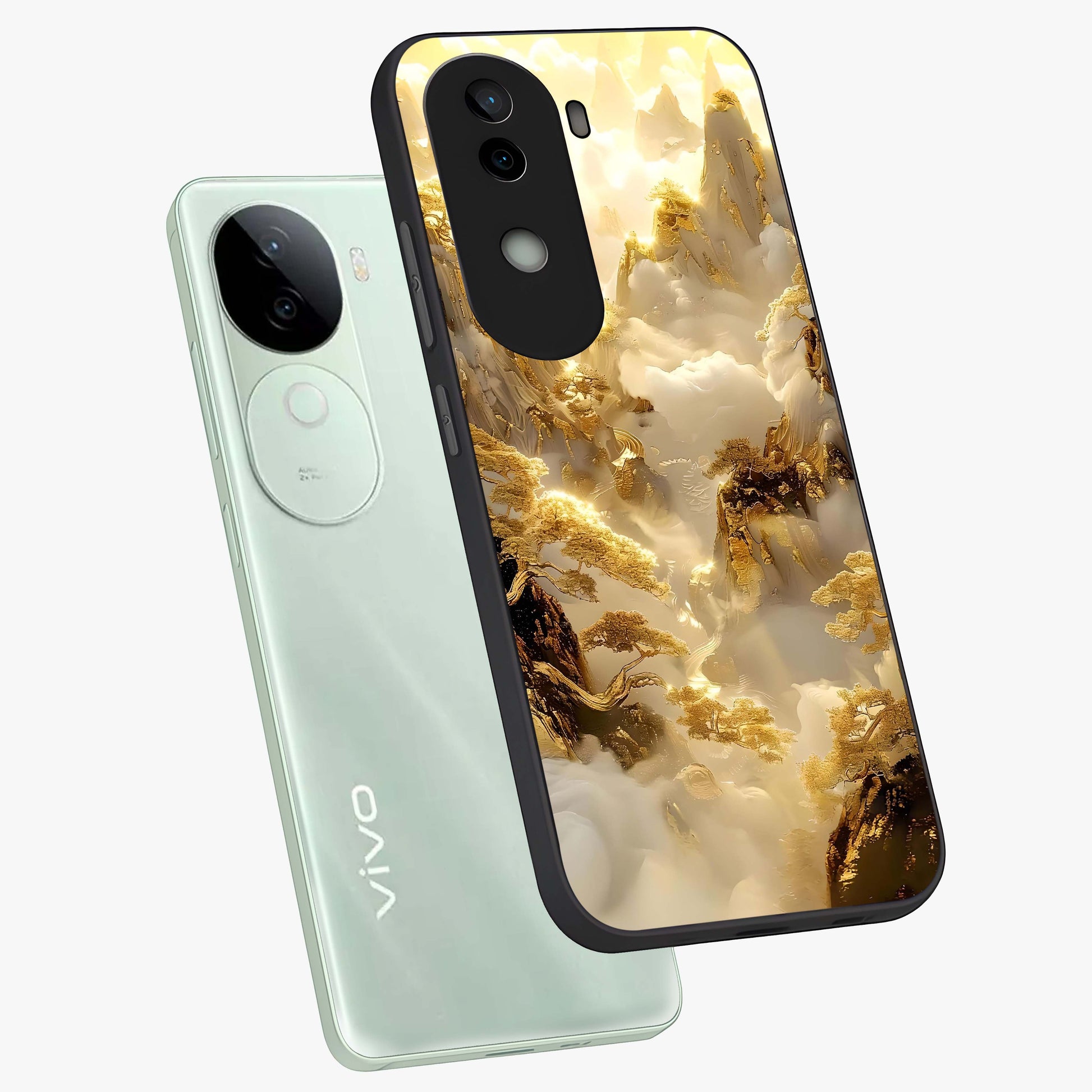 Gates Of Illumination Glass Case displayed in angled mockup highlighting radiant portal inspired design with fantasy aesthetic.