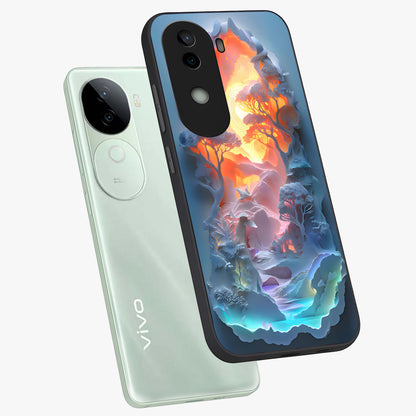 Glow Forest Portal Glass Case displayed in angled mockup highlighting mystical forest design with magical glowing aesthetic.