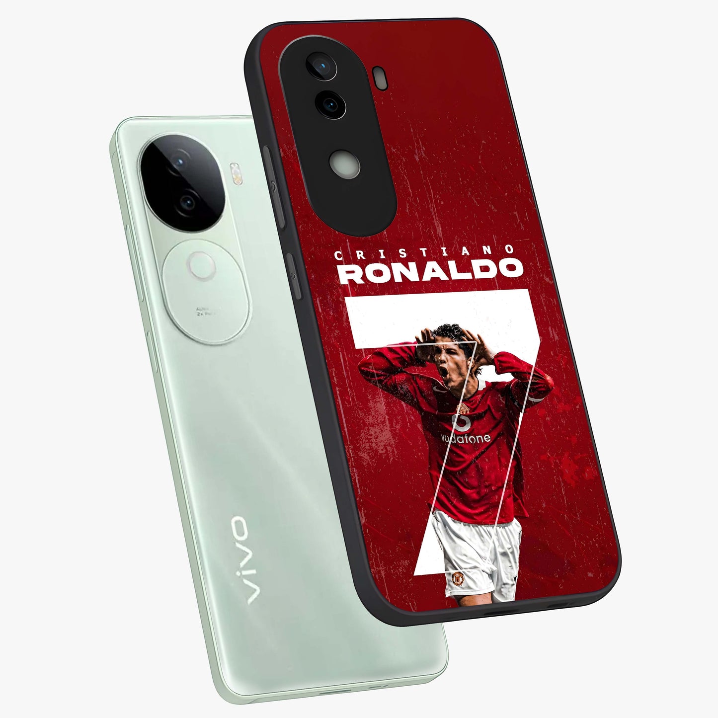 Goal Celebration Legacy Glass Case displayed in angled mockup highlighting energetic sports celebration design with bold athletic theme.