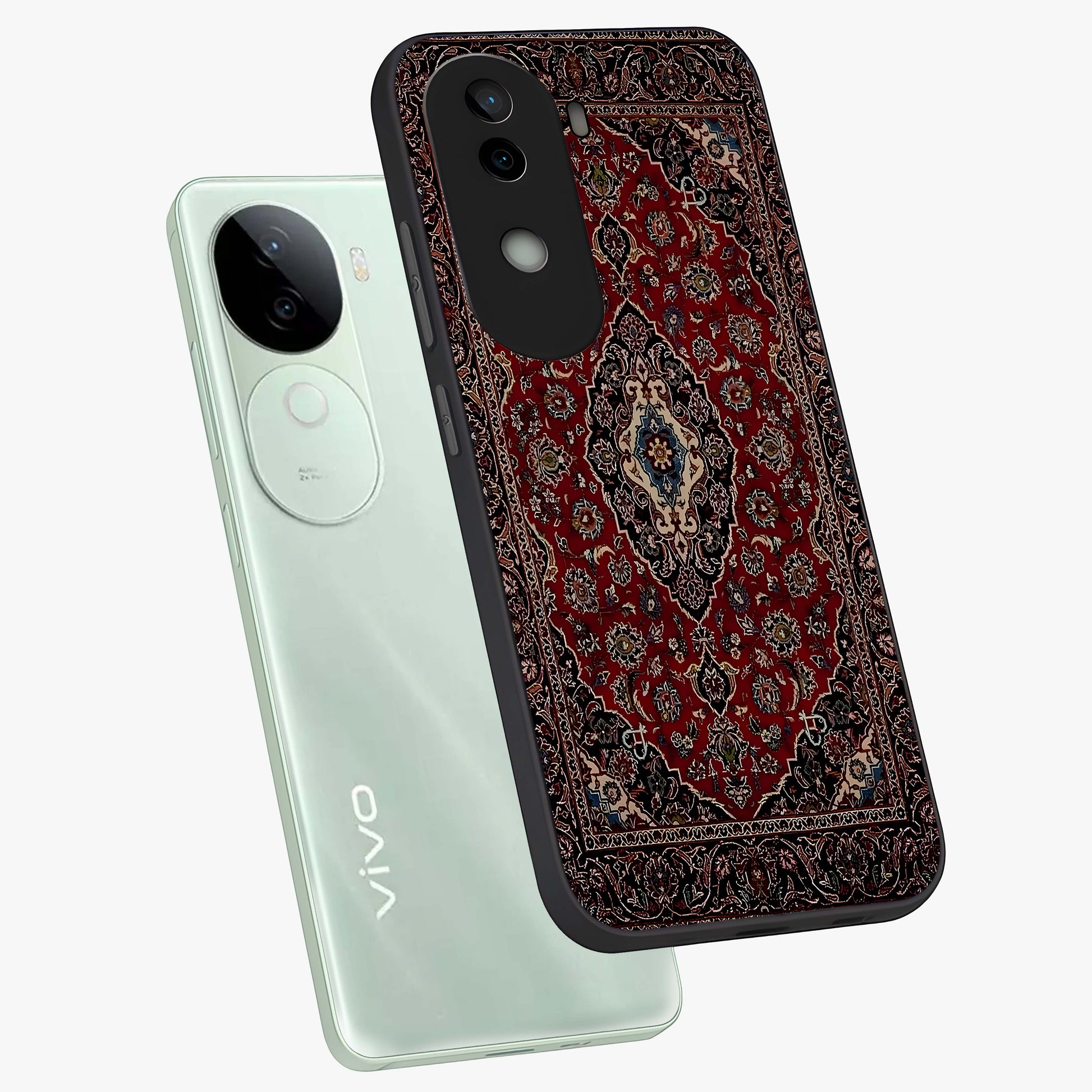 Heritage Carpet Royale Glass Case displayed in angled mockup highlighting intricate royal carpet design with heritage aesthetic.