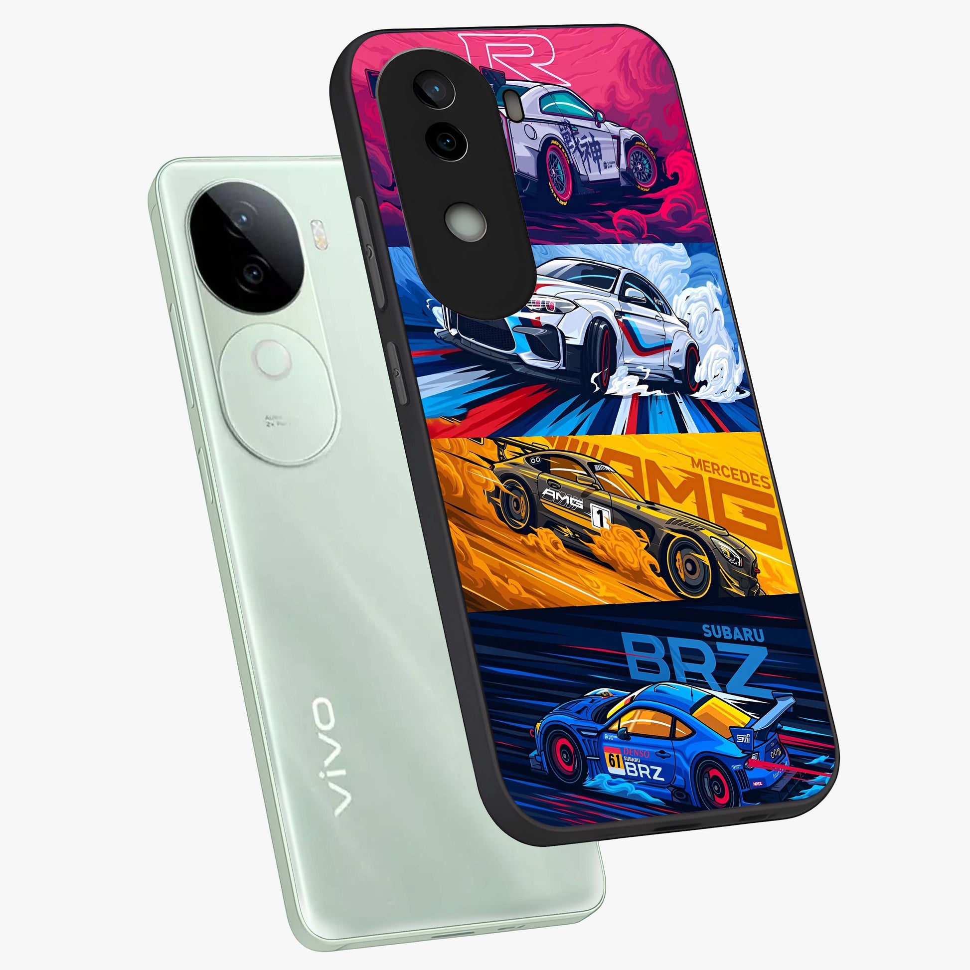 JDM Sports Car Glass Case displayed in angled mockup highlighting sleek Japanese racing car design with automotive aesthetic.