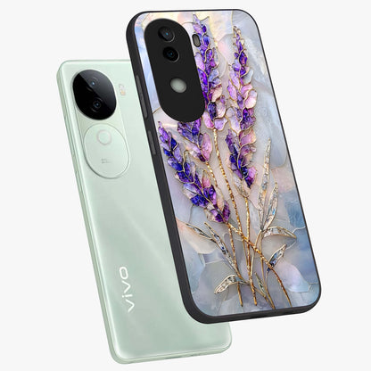 Lavender Dream Glow Glass Case displayed in angled mockup highlighting dreamy purple glow design with soft artistic style.