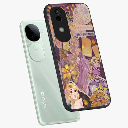 Magical Tangled Dream Glass Case displayed in angled mockup highlighting whimsical fantasy design with magical aesthetic.