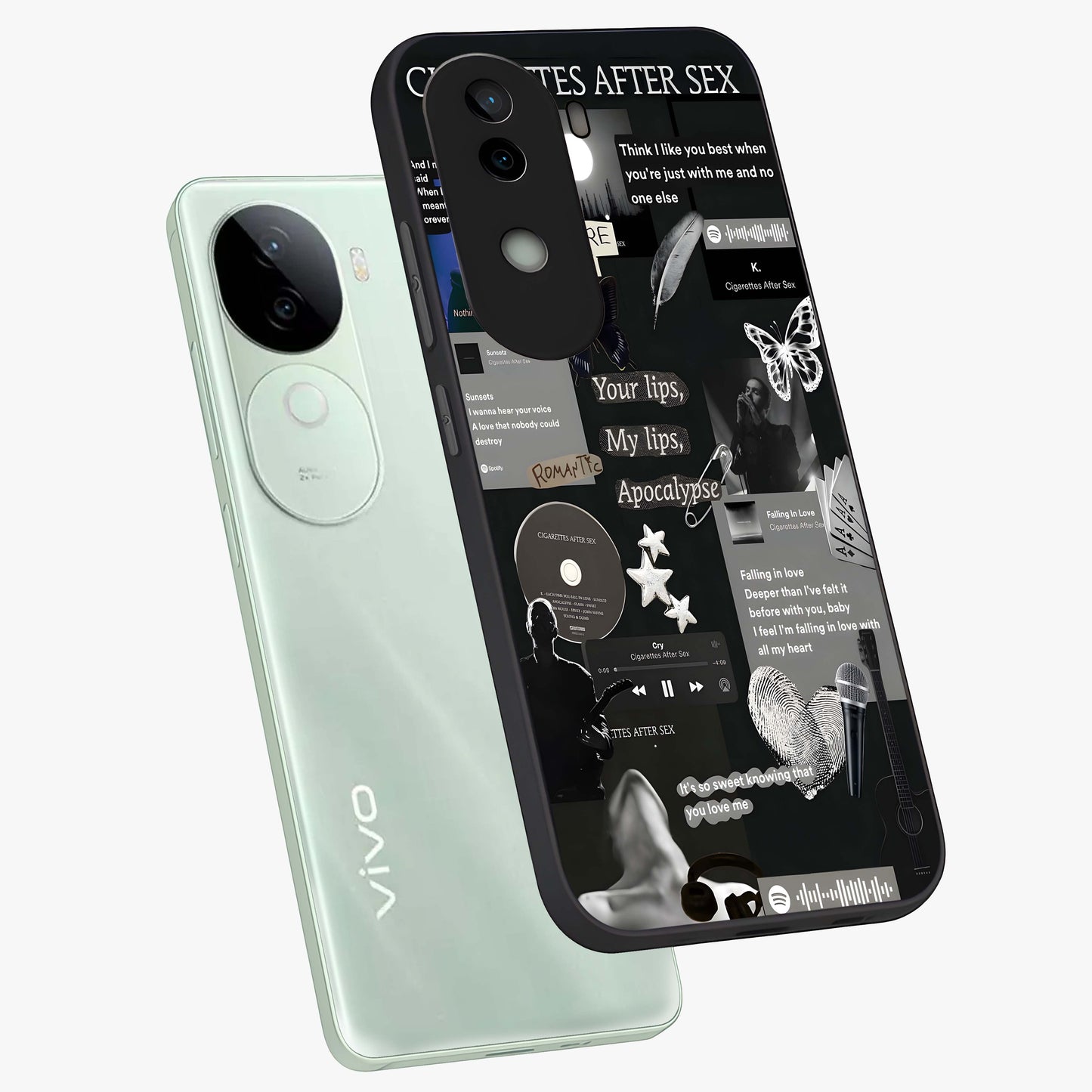 Midnight Love Echo Glass Case displayed in angled mockup highlighting elegant love inspired design with deep aesthetic style.