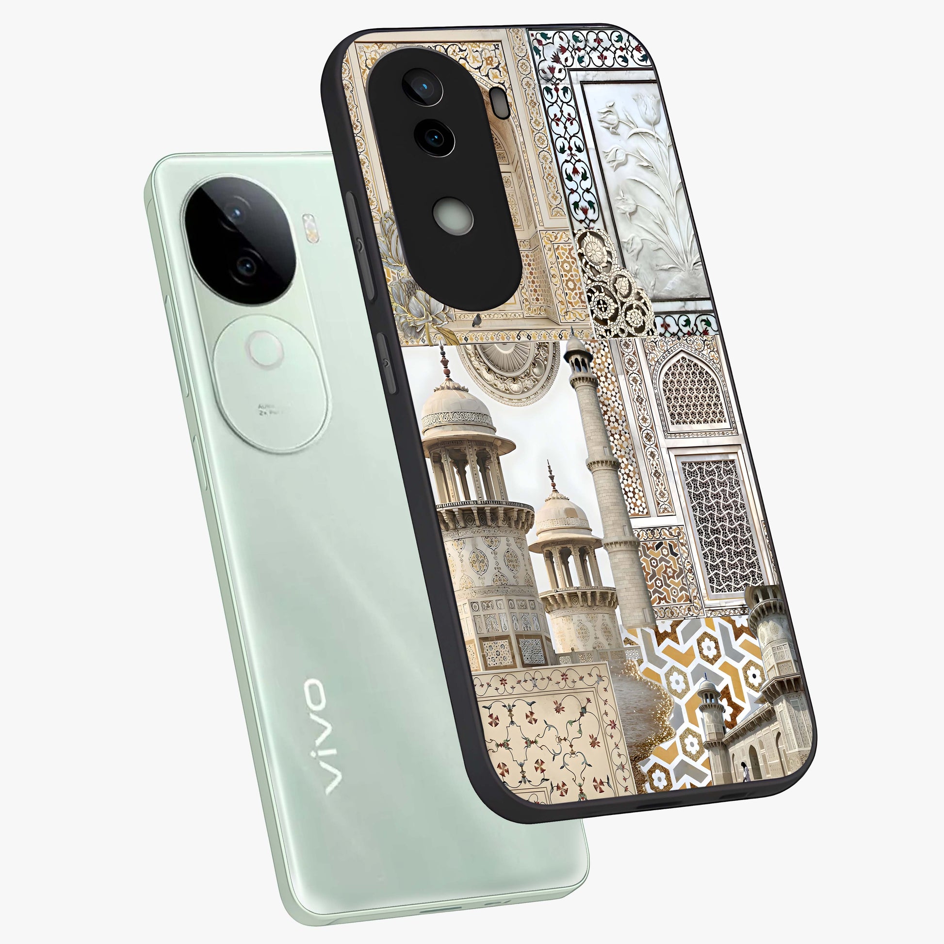 Mughal Marble Legacy Glass Case displayed in angled mockup highlighting elegant heritage marble artwork with royal aesthetic.