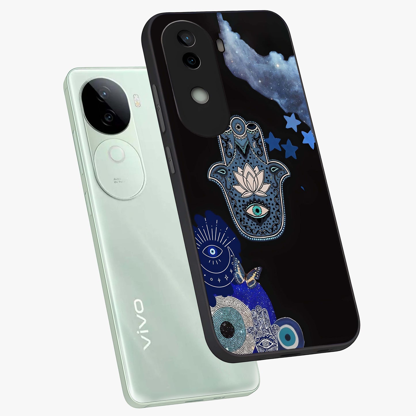 Mystic Hand Aura Glass Case displayed in angled mockup highlighting magical aura design with spiritual aesthetic style.