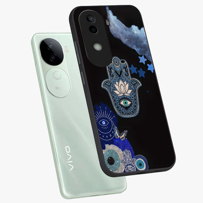 Mystic Hand Aura Glass Case displayed in angled mockup highlighting magical aura design with spiritual aesthetic style.