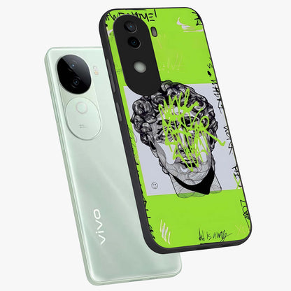 Neo Graffiti Rebellion Glass Case displayed in angled mockup highlighting urban street art design with rebellious aesthetic.