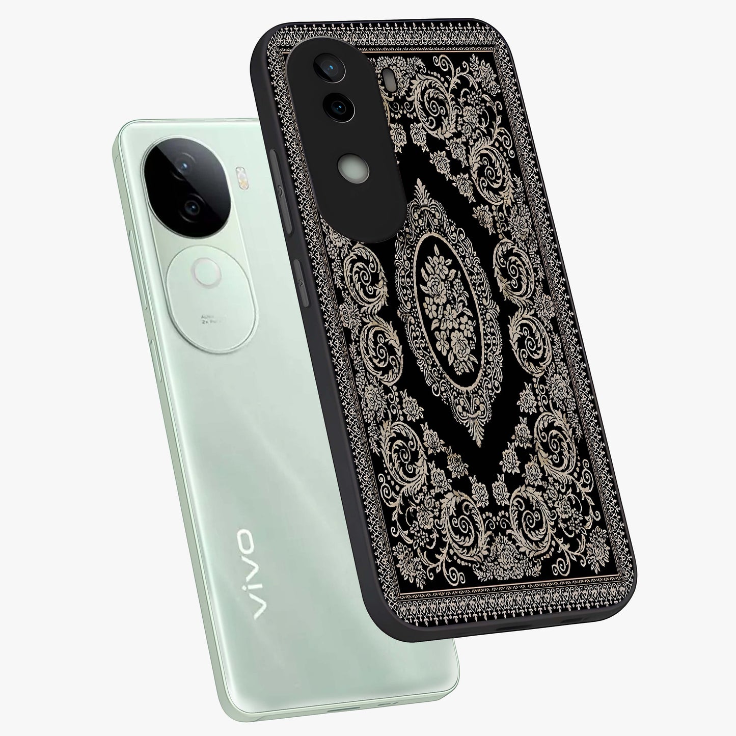Noir Bloom Elegance Glass Case displayed in angled mockup highlighting refined flower design with stylish noir aesthetic.