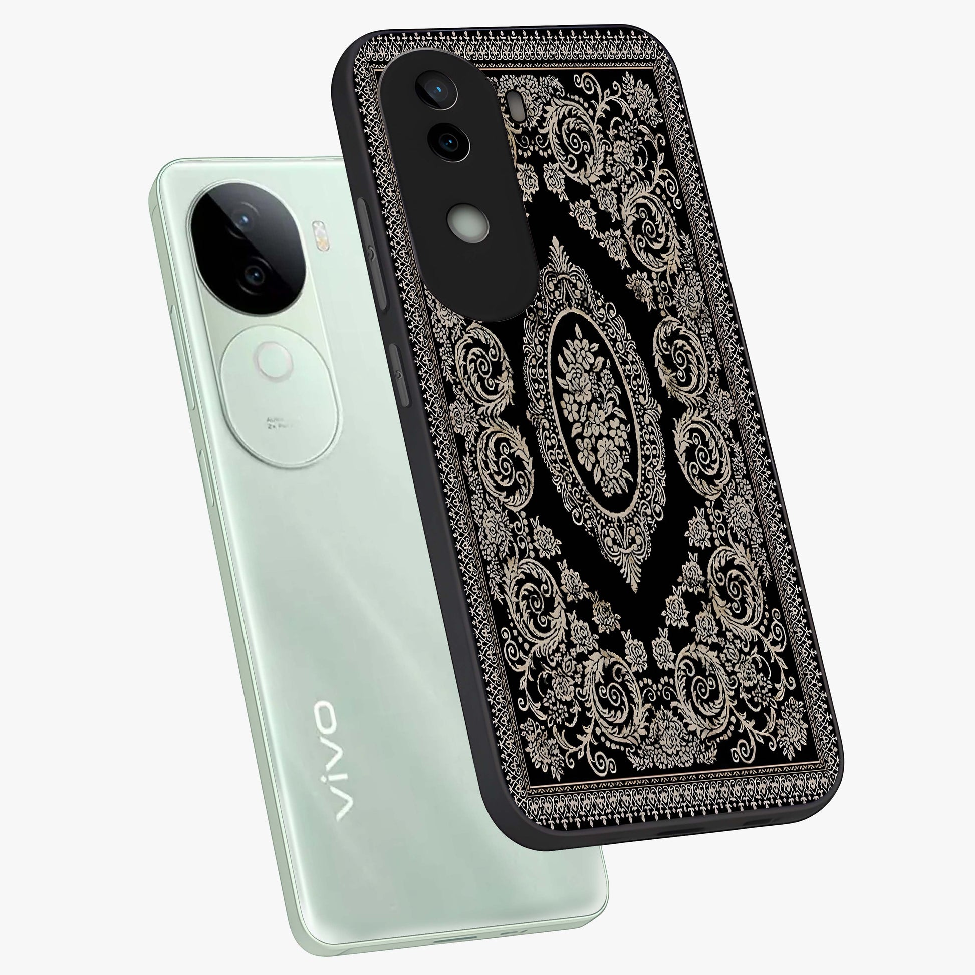 Noir Bloom Elegance Glass Case displayed in angled mockup highlighting refined flower design with stylish noir aesthetic.