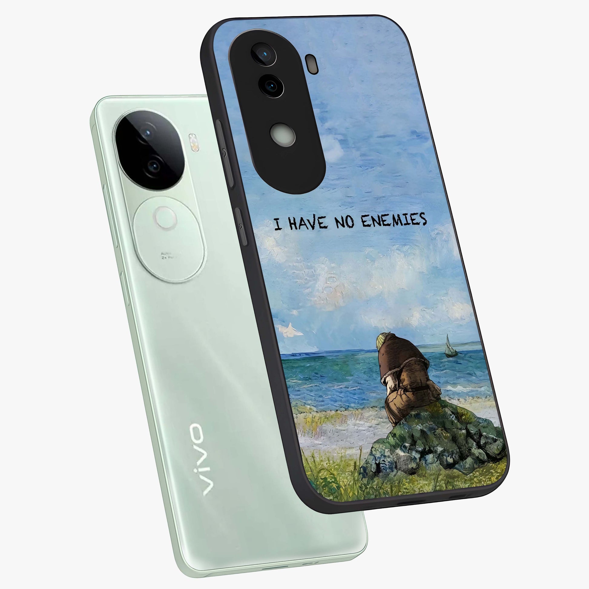 Peace Beyond War Glass Case displayed in angled mockup highlighting meaningful message design with artistic aesthetic style.