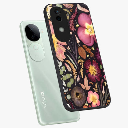Petal Dream Tapestry Glass Case displayed in angled mockup highlighting decorative petal pattern with elegant botanical aesthetic.