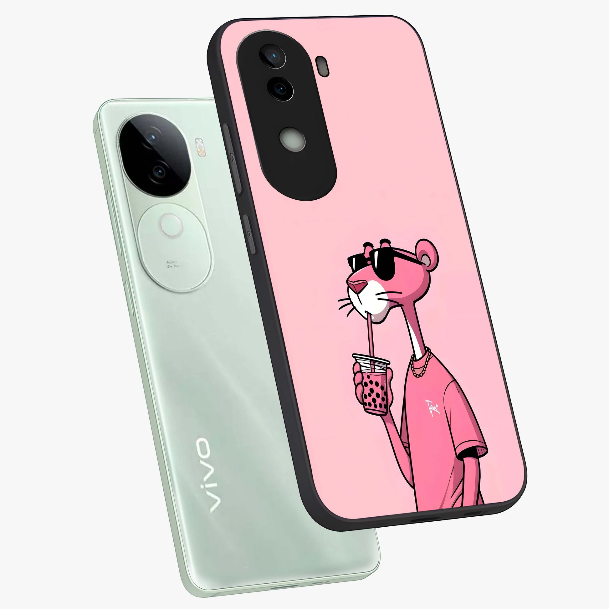 Pink Panther Glass Case displayed in angled mockup highlighting playful cartoon character design with vibrant pink aesthetic.