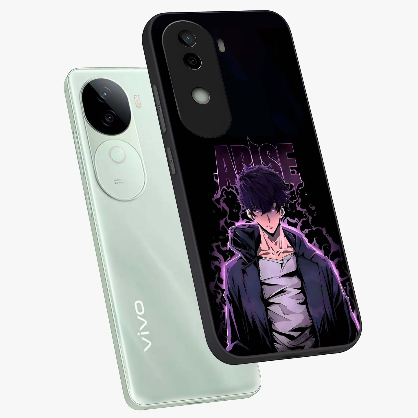 Shadow Monarch Awakening Glass Case displayed in angled mockup highlighting dramatic shadow warrior design with fantasy aesthetic.