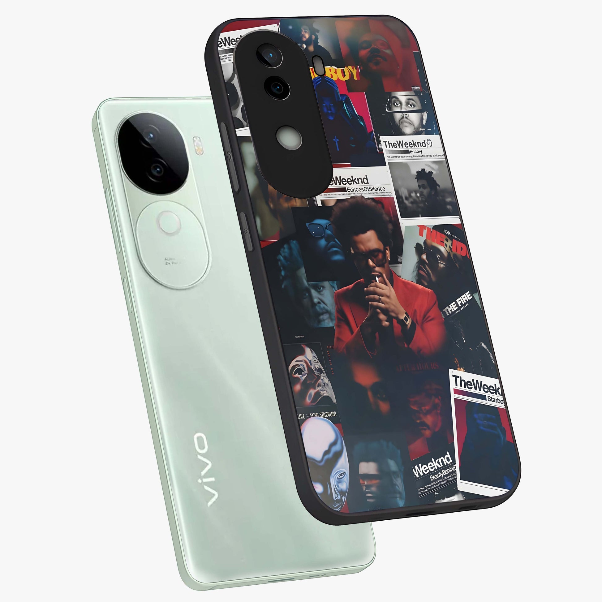 The Weeknd Glass Case displayed in angled mockup highlighting stylish pop culture inspired design with modern aesthetic.
