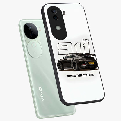 Turbo Legacy Icon Glass Case displayed in angled mockup highlighting dynamic automotive design with performance aesthetic.