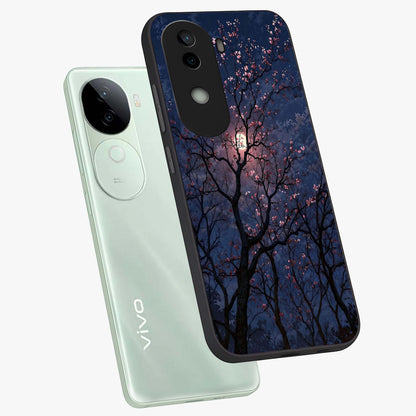 Twilight Sakura Serenade Glass Case displayed in angled mockup highlighting delicate sakura flower design with dreamy aesthetic.