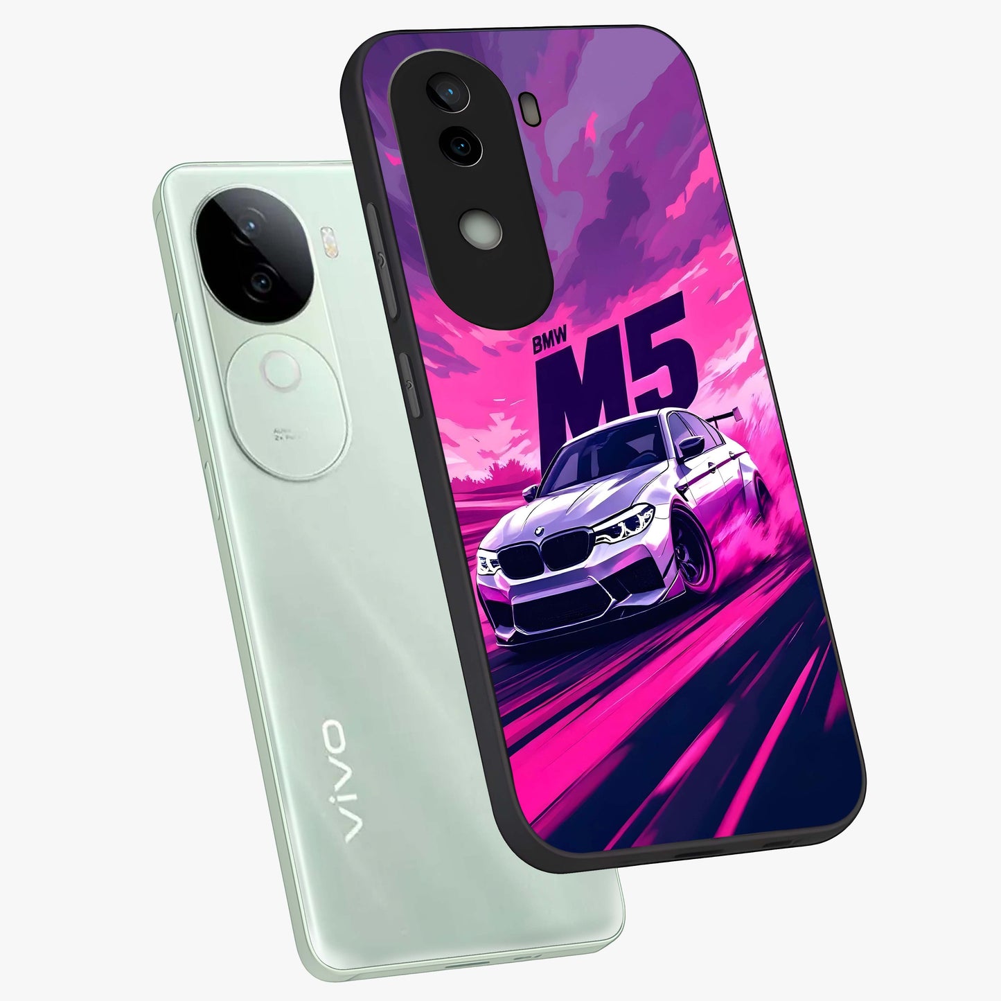 Velocity Drift Pulse Glass Case displayed in angled mockup highlighting dynamic drift design with sporty automotive aesthetic.