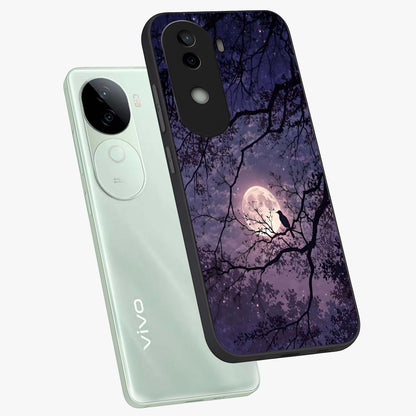 Whispering Moon Silence Glass Case displayed in angled mockup highlighting calm lunar design with dreamy night aesthetic.