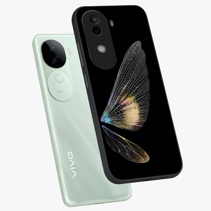 Whispers Of Wings Glass Case displayed in angled mockup highlighting soft feather design with celestial aesthetic style.